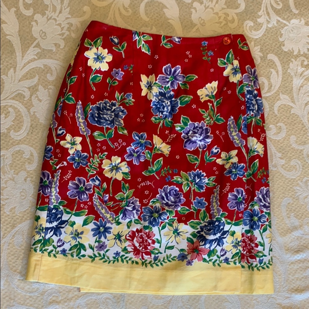 Talbots Red and Blue Pencil Skirt Resort Wear